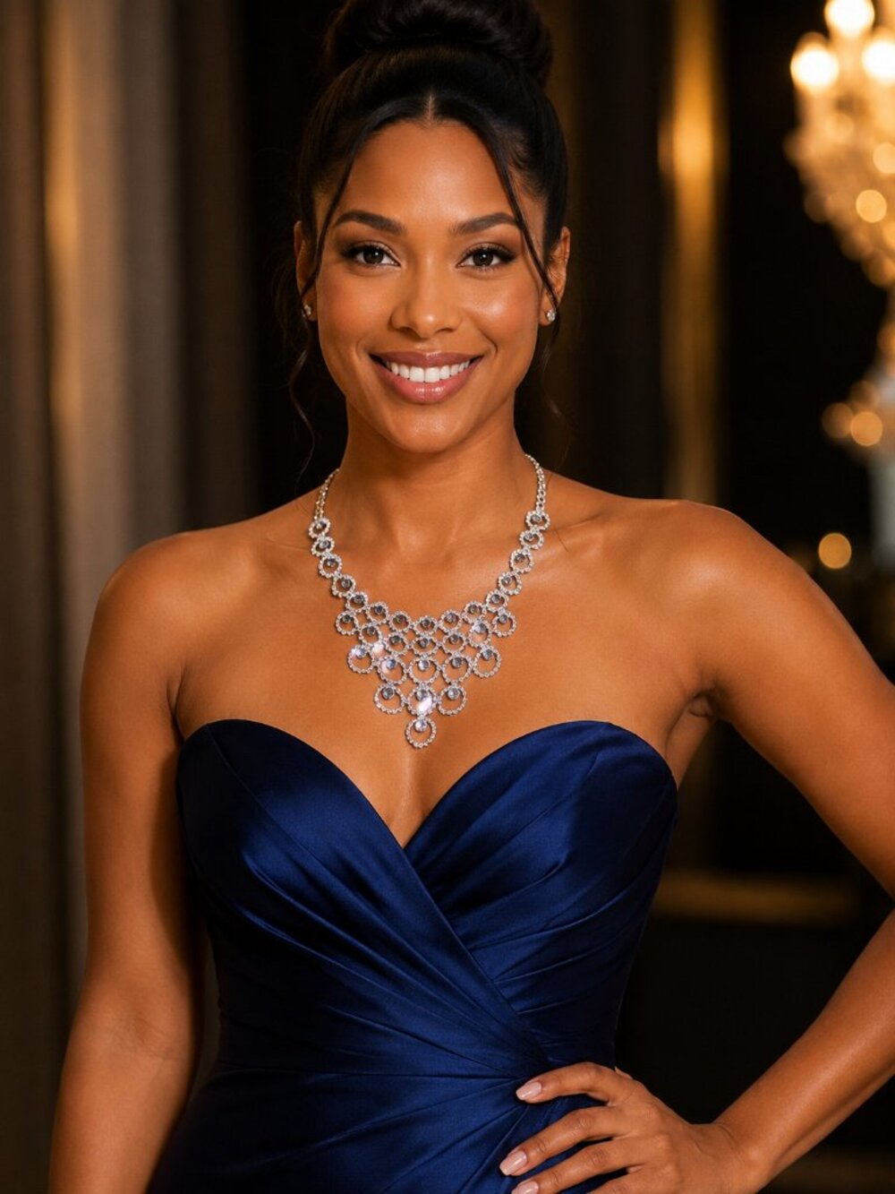 Silver-plated Rhinestone Necklace